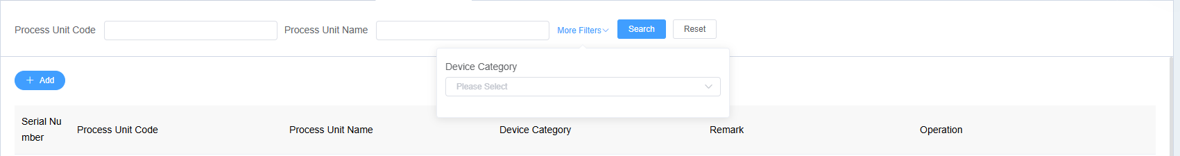 Process Unit Query List Screenshot