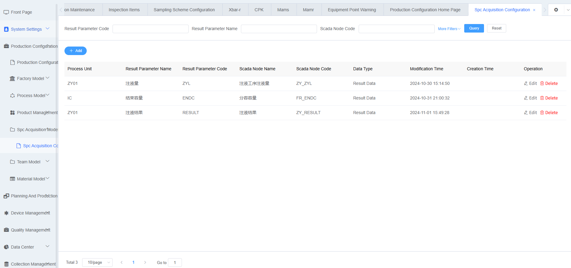 SCADA Point Binding List Screenshot