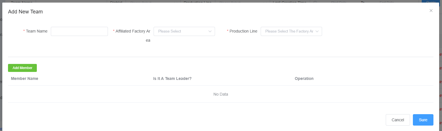 Add Team Screenshot