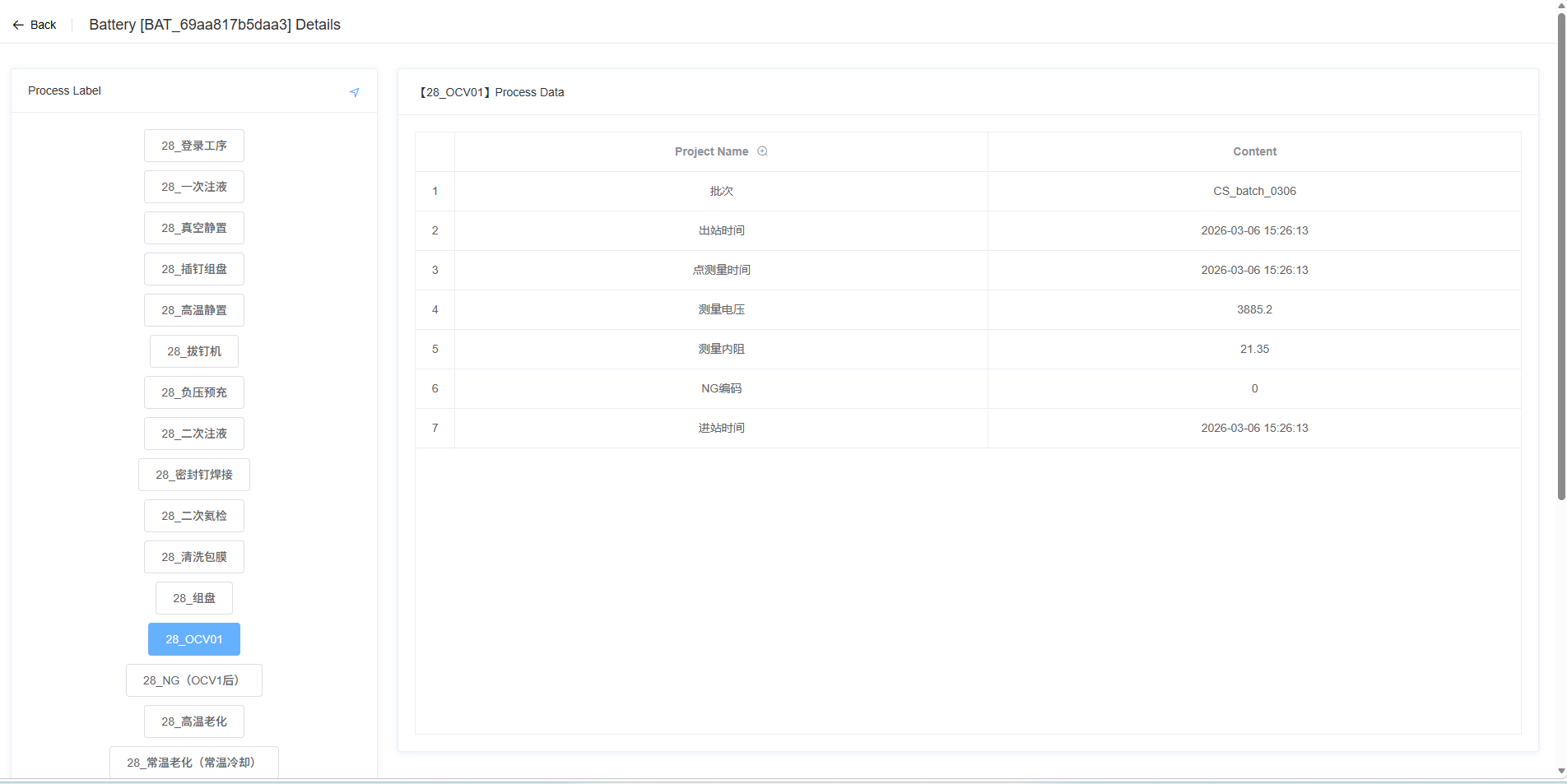 Battery Traceability Details Page