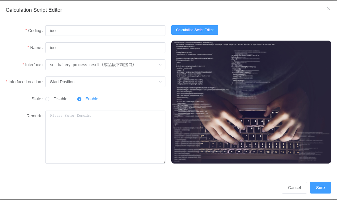 Add Calculation Script Dialog Screenshot