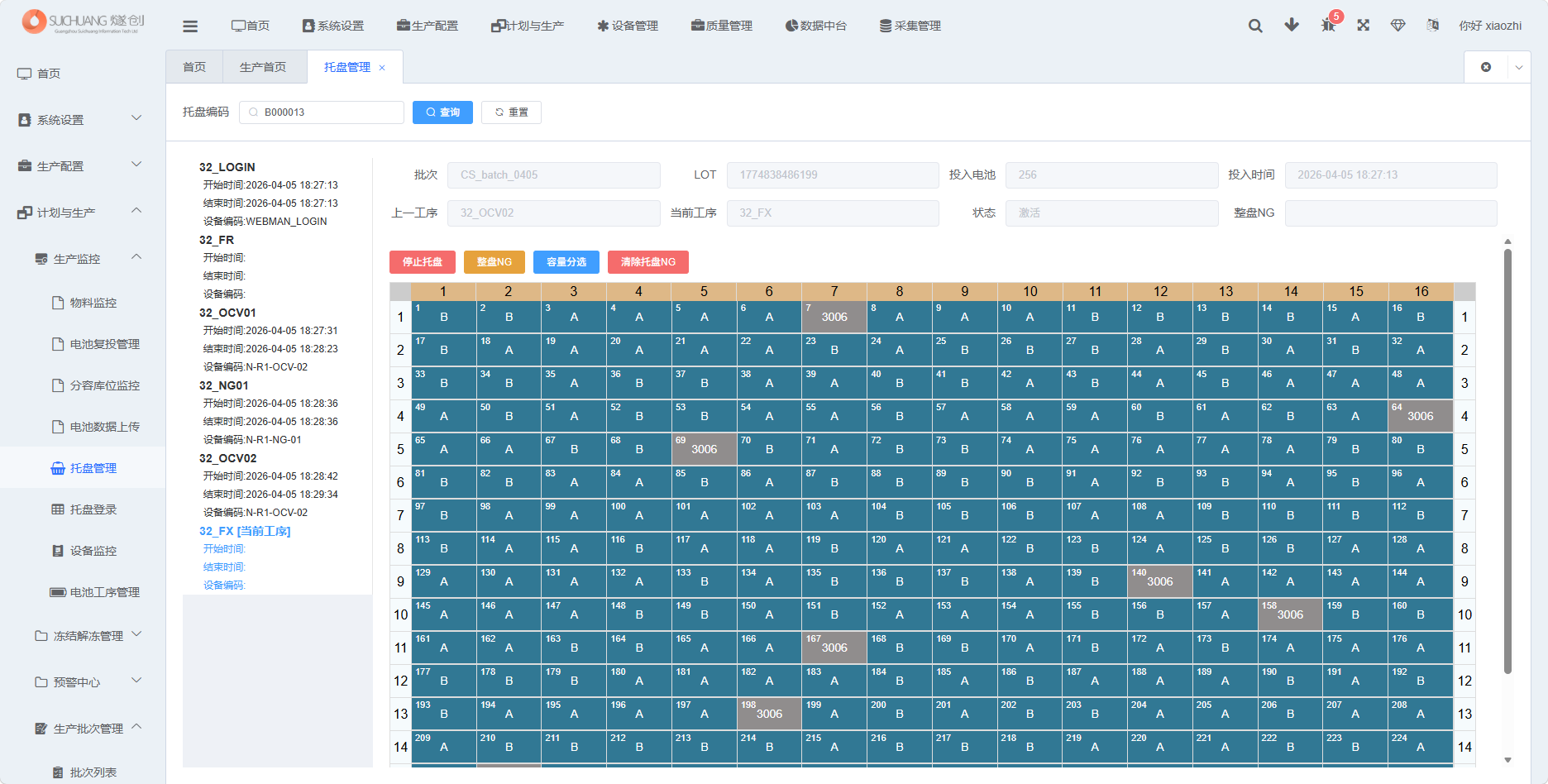 托盘管理页面截图