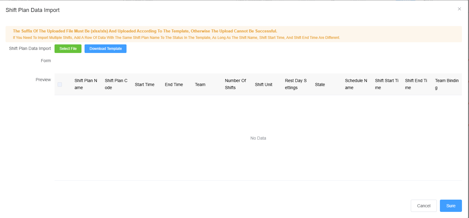 Import Schedule Plan Screenshot