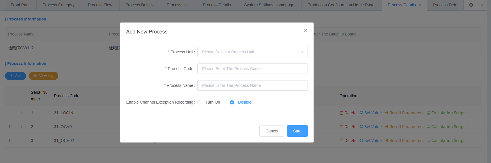 Add Process Dialog Screenshot