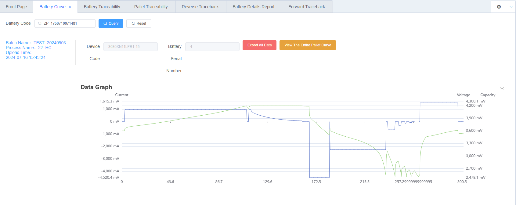 Battery Curve Query Display