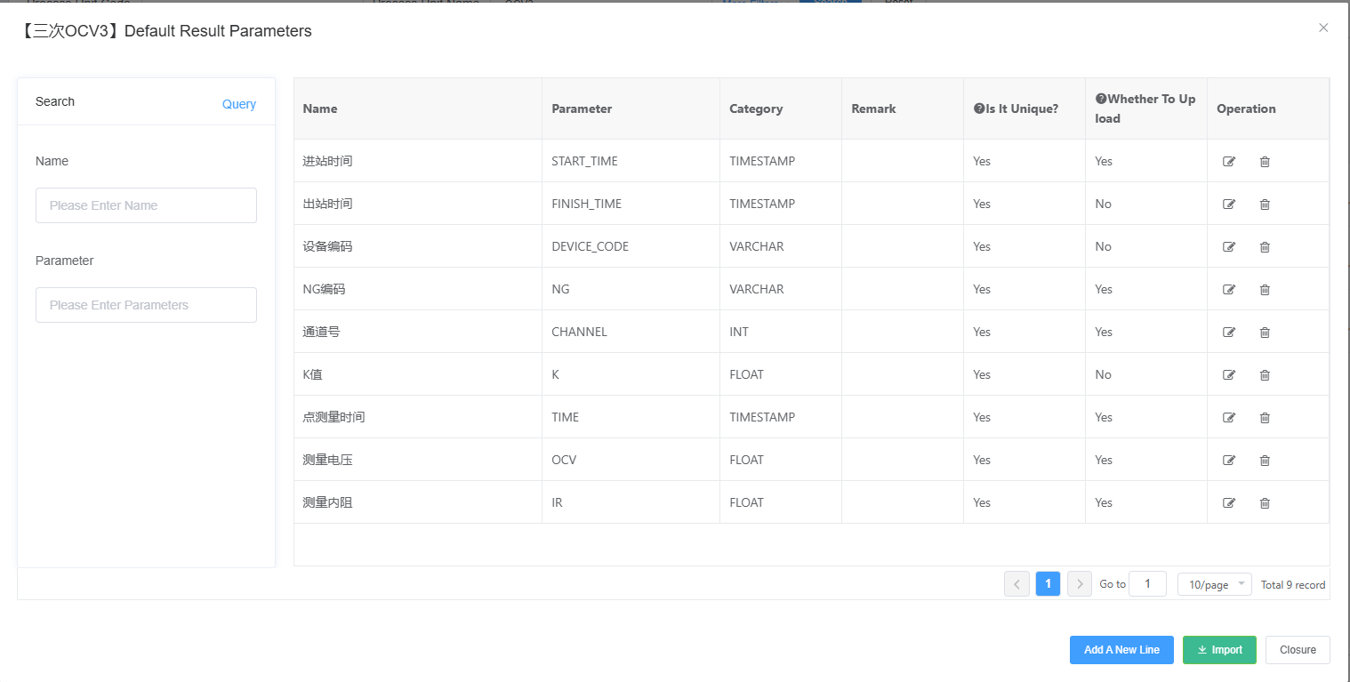 Preset Result Parameter Dialog Screenshot